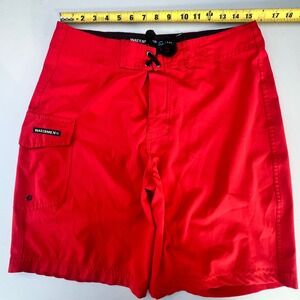 Watermen Brand Mens Red Board Shorts Swim Trunks Cargo Pocket Size 34